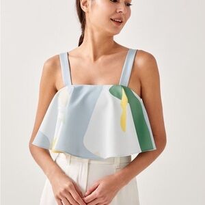 Elegant Blue and Green Women's Crop Top